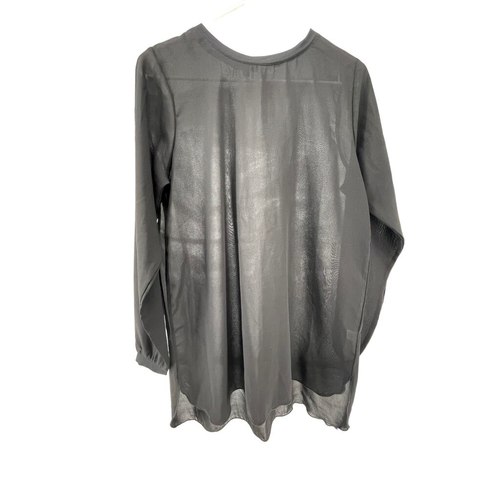 A'Nue Ligne Sheer Black Long Sleeve Blouse Women's Size Medium